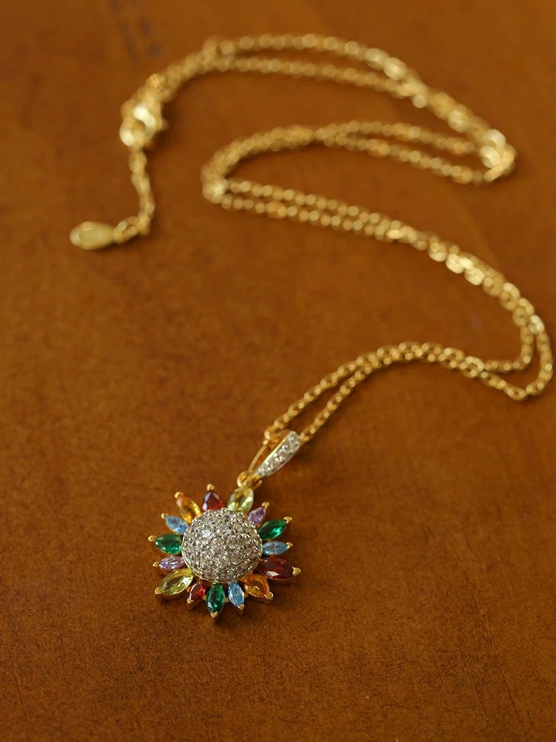 Colorful Sunflower Pendant Necklace - floysun