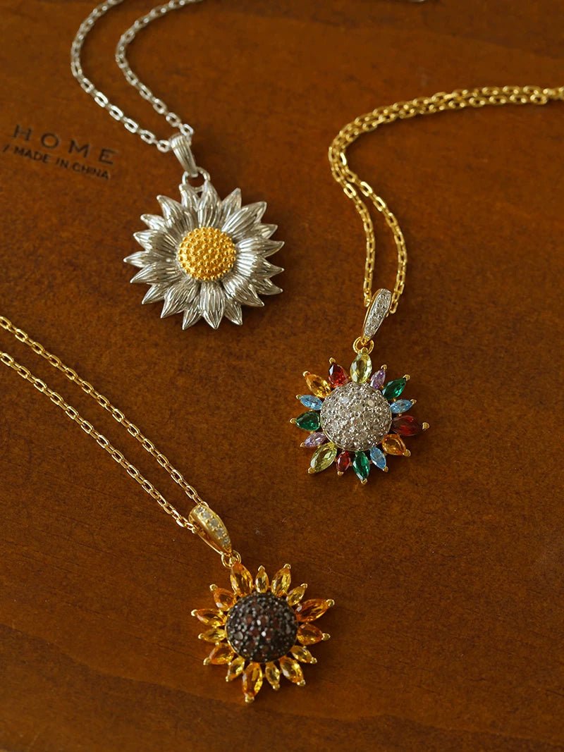 Colorful Sunflower Pendant Necklace - floysun