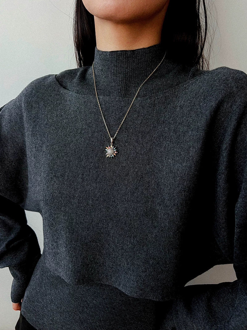 Colorful Sunflower Pendant Necklace - floysun