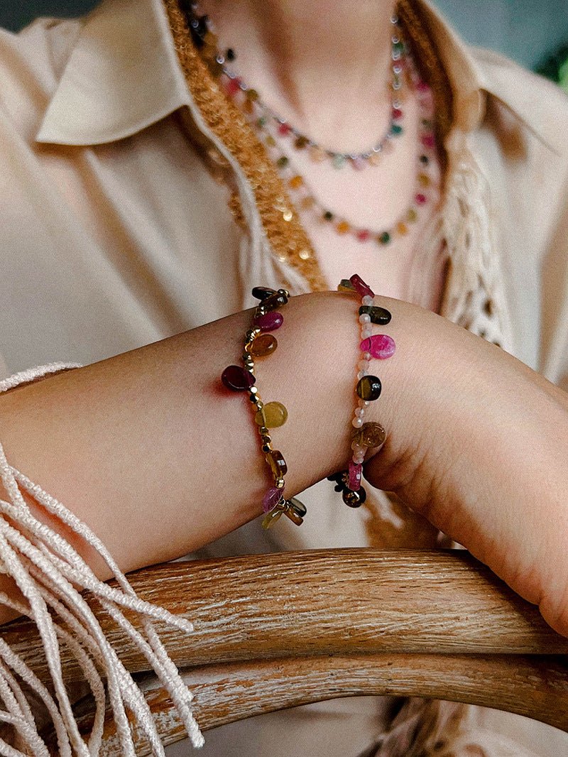 Colorful Waterdrop Tourmaline Woven Bracelet - floysun