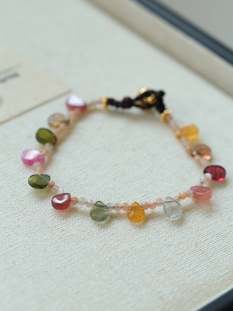 Colorful Waterdrop Tourmaline Woven Bracelet - floysun