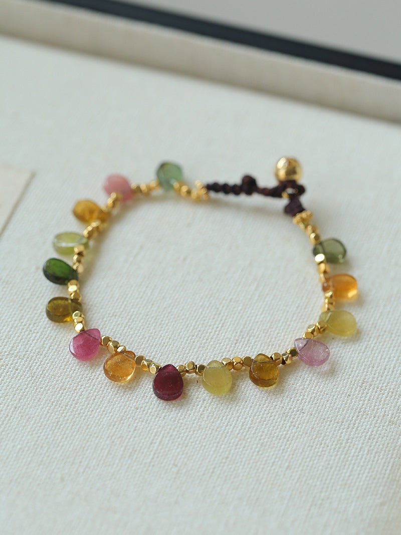 Colorful Waterdrop Tourmaline Woven Bracelet - floysun