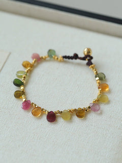 Colorful Waterdrop Tourmaline Woven Bracelet - floysun