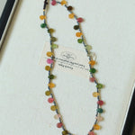 Colorful Waterdrop Tourmaline Woven Necklace Mini Sunstone or Silve Ore Beads - floysun