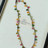 Colorful Waterdrop Tourmaline Woven Necklace Mini Sunstone or Silve Ore Beads - floysun