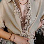 Colorful Waterdrop Tourmaline Woven Necklace Mini Sunstone or Silve Ore Beads - floysun
