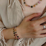 Colorful Waterdrop Tourmaline Woven Necklace Mini Sunstone or Silve Ore Beads - floysun