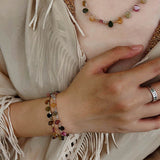 Colorful Waterdrop Tourmaline Woven Necklace Mini Sunstone or Silve Ore Beads - floysun