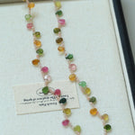 Colorful Waterdrop Tourmaline Woven Necklace Mini Sunstone or Silve Ore Beads - floysun