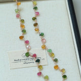 Colorful Waterdrop Tourmaline Woven Necklace Mini Sunstone or Silve Ore Beads - floysun