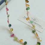 Colorful Waterdrop Tourmaline Woven Necklace Mini Sunstone or Silve Ore Beads - floysun
