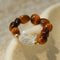 Colorful White Shell Cat‑Head Stretch Beaded Ring - floysun