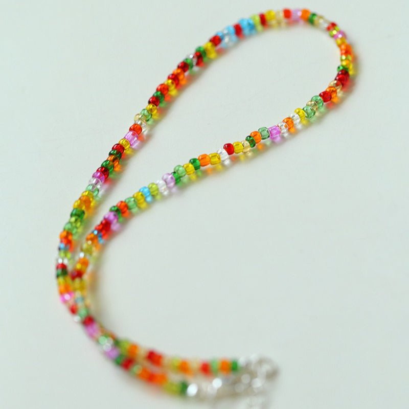 Colourful Glass Bead & Freshwater Pearl Necklace - floysun