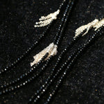 Convertible Black Spinel Tassel Long Necklace - floysun