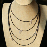 Convertible Black Spinel Tassel Long Necklace - floysun