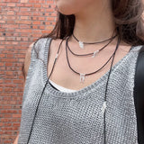 Convertible Black Spinel Tassel Long Necklace - floysun