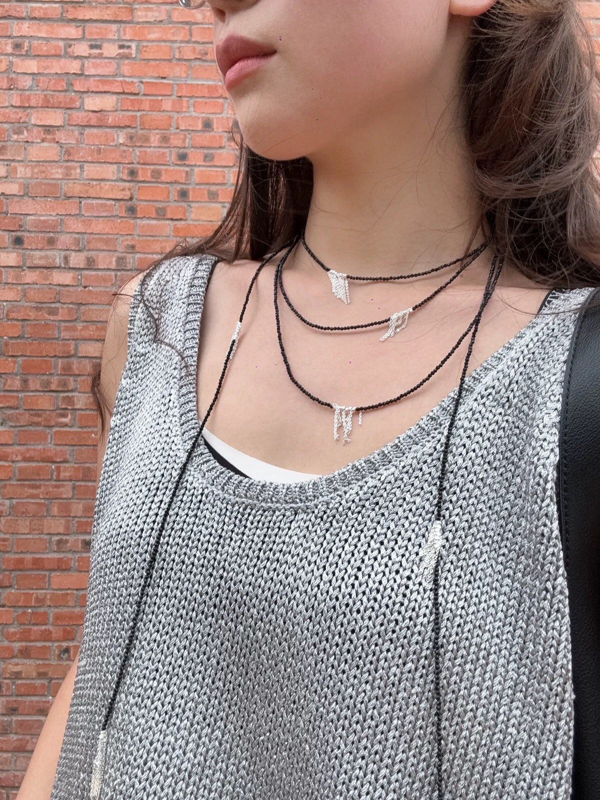 Convertible Black Spinel Tassel Long Necklace - floysun