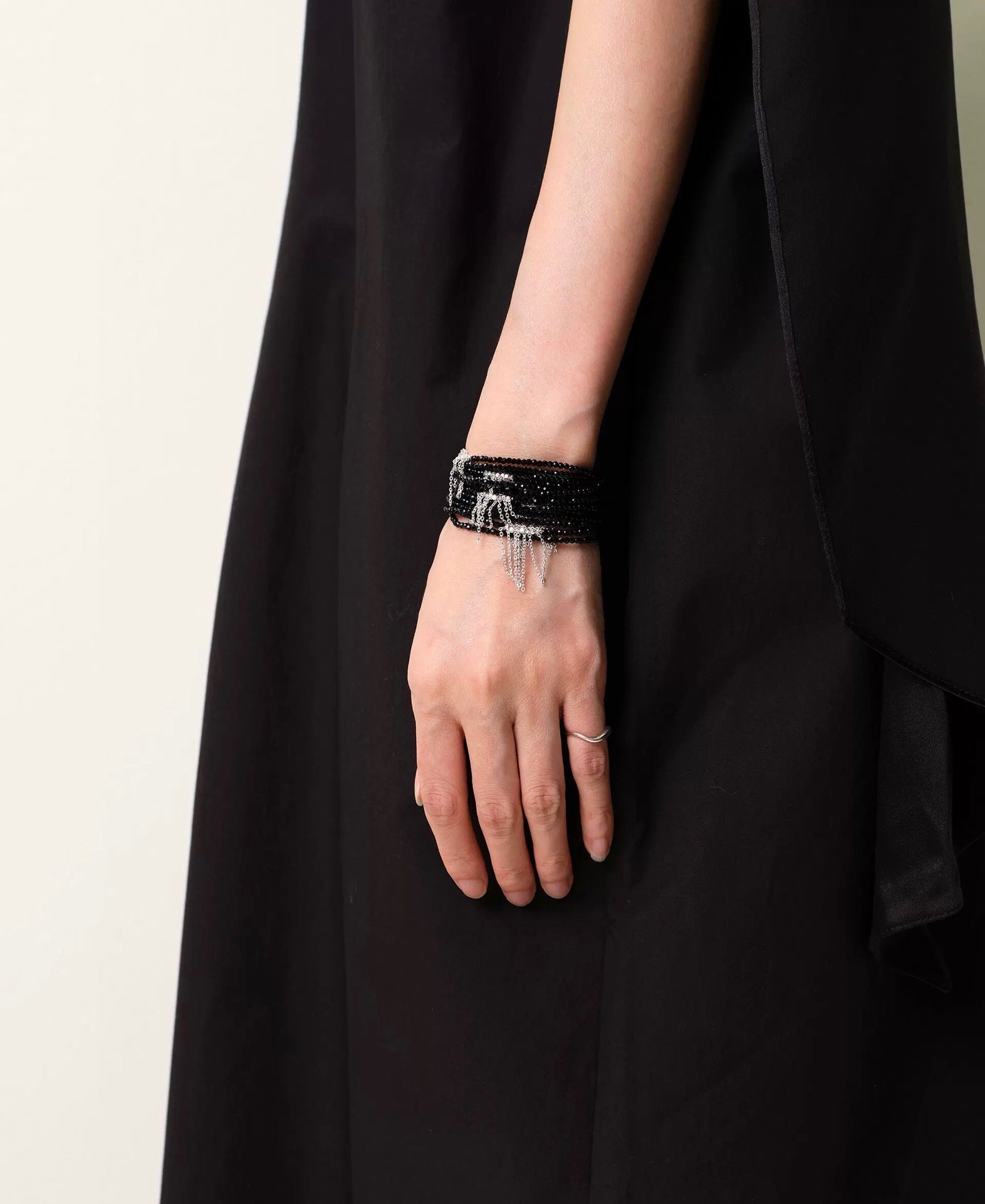 Convertible Black Spinel Tassel Long Necklace - floysun