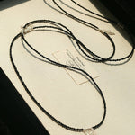 Convertible Black Spinel Tassel Long Necklace - floysun