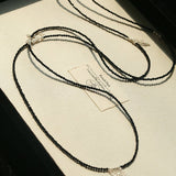 Convertible Black Spinel Tassel Long Necklace - floysun