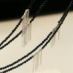 Convertible Black Spinel Tassel Long Necklace - floysun