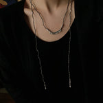 Convertible Tourmaline, Pyrite & Hematite Long Tassel Necklace - floysun