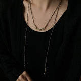 Convertible Tourmaline, Pyrite & Hematite Long Tassel Necklace - floysun