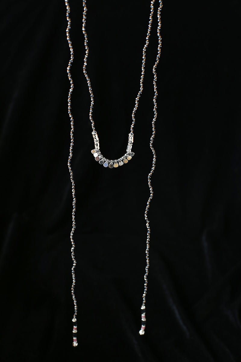 Convertible Tourmaline, Pyrite & Hematite Long Tassel Necklace - floysun