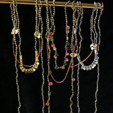 Convertible Tourmaline, Pyrite & Hematite Long Tassel Necklace - floysun