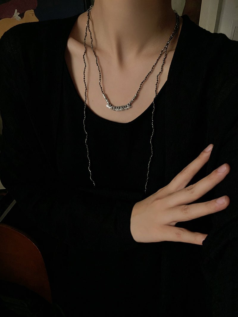 Convertible Tourmaline, Pyrite & Hematite Long Tassel Necklace - floysun