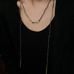 Convertible Tourmaline, Pyrite & Hematite Long Tassel Necklace - floysun