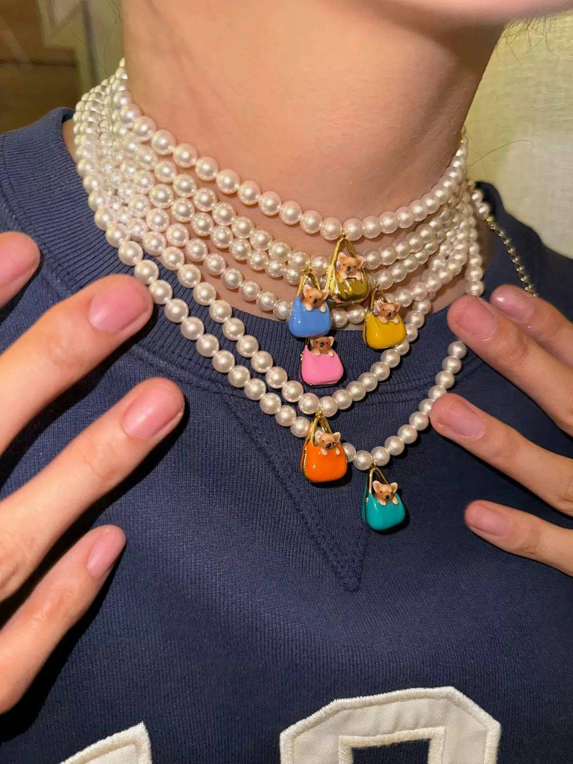 Corgi Enamel Bag Pendant Necklace - floysun