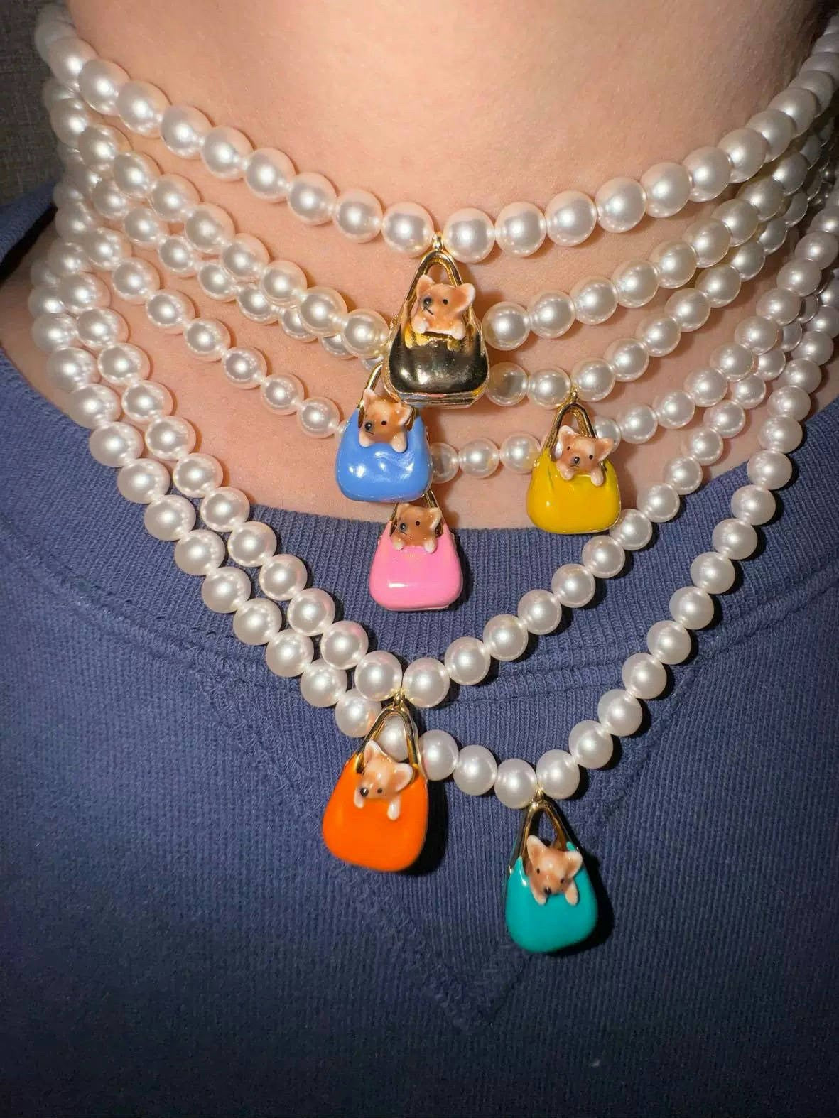 Corgi Enamel Bag Pendant Necklace - floysun