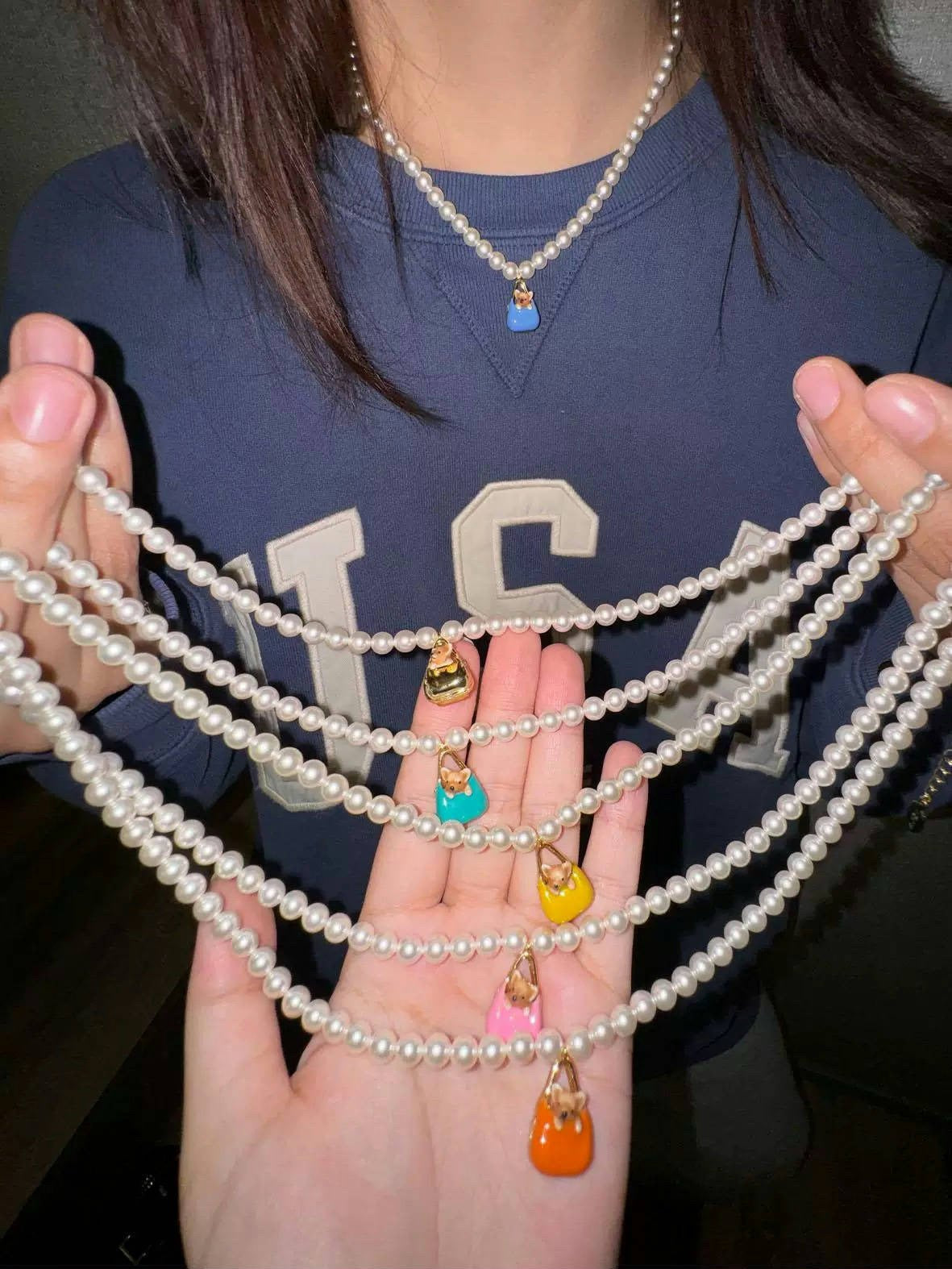 Corgi Enamel Bag Pendant Necklace - floysun