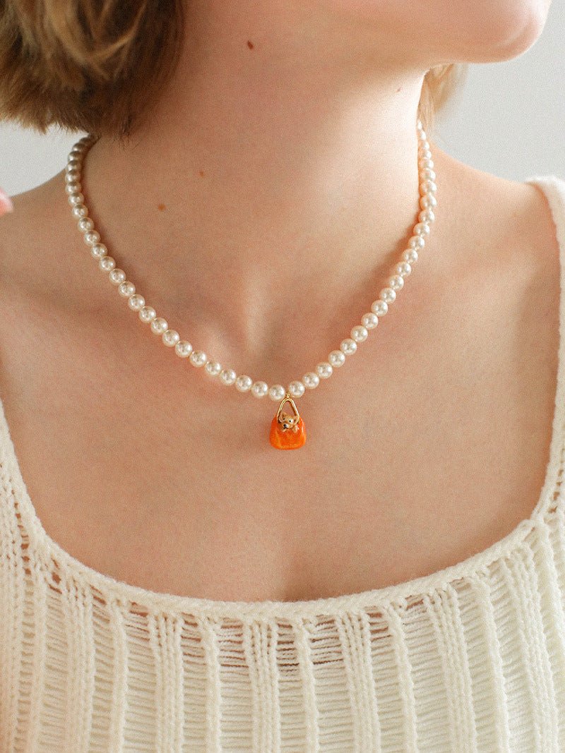 Corgi Enamel Bag Pendant Necklace - floysun