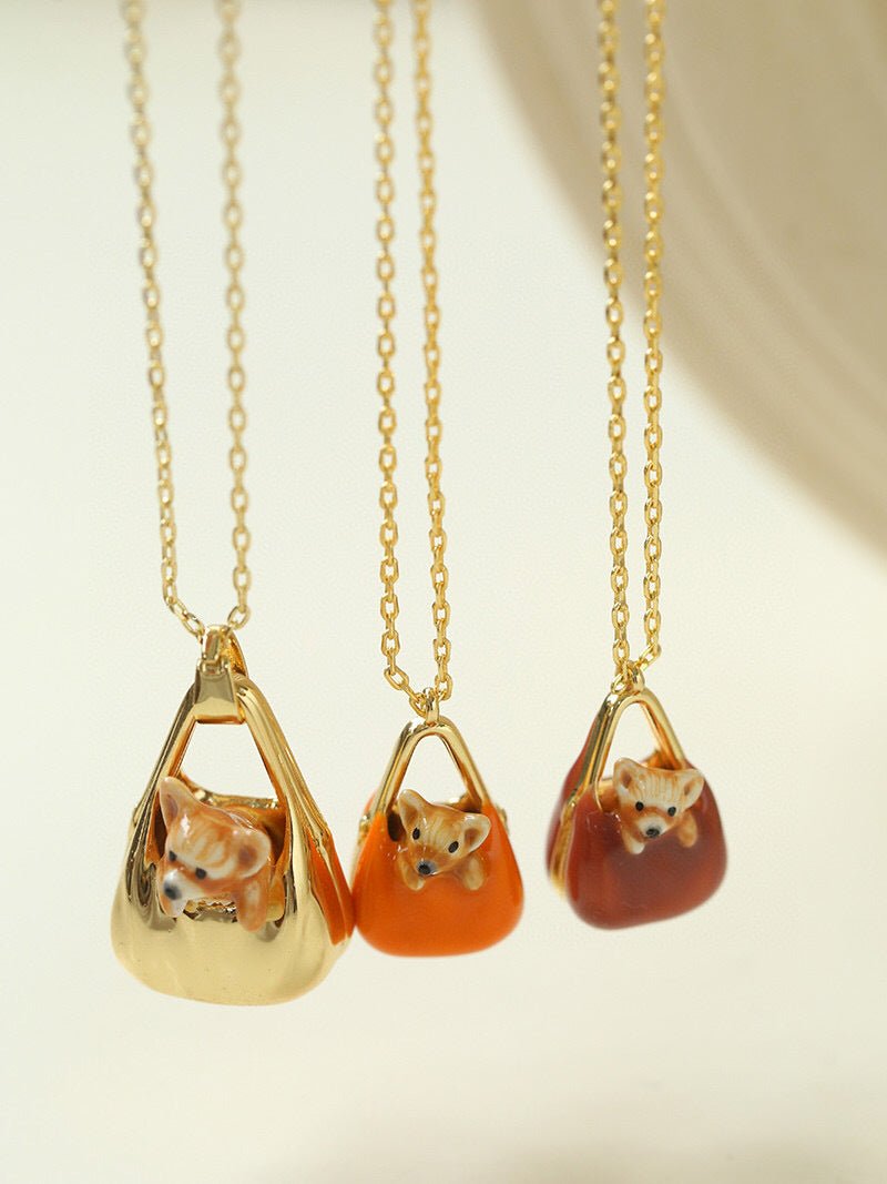 Corgi Enamel Mini Bag Pendant Necklace - floysun