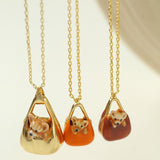Corgi Enamel Mini Bag Pendant Necklace - floysun