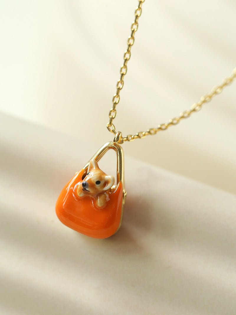 Corgi Enamel Mini Bag Pendant Necklace - floysun