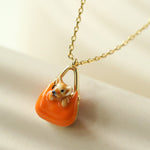 Corgi Enamel Mini Bag Pendant Necklace - floysun