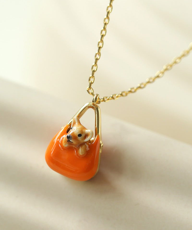 Corgi Enamel Mini Bag Pendant Necklace - floysun