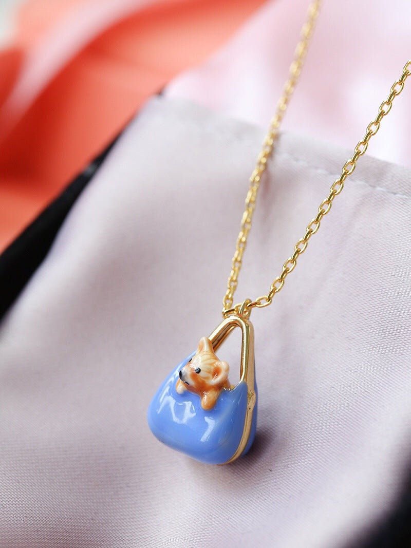 Corgi Enamel Mini Bag Pendant Necklace - floysun