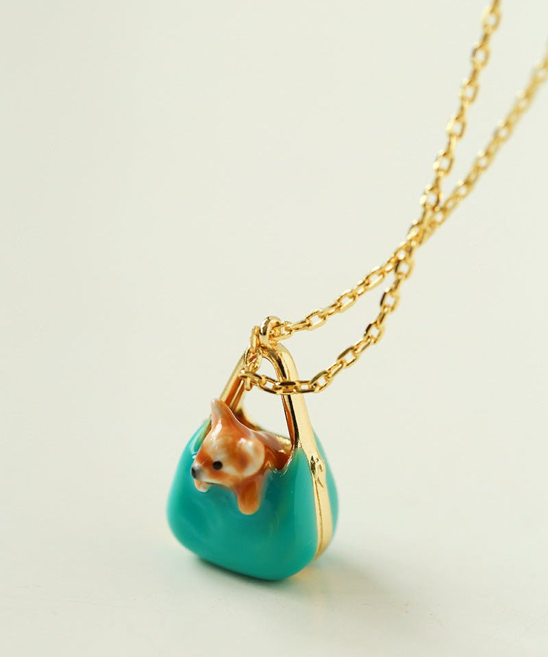 Corgi Enamel Mini Bag Pendant Necklace - floysun