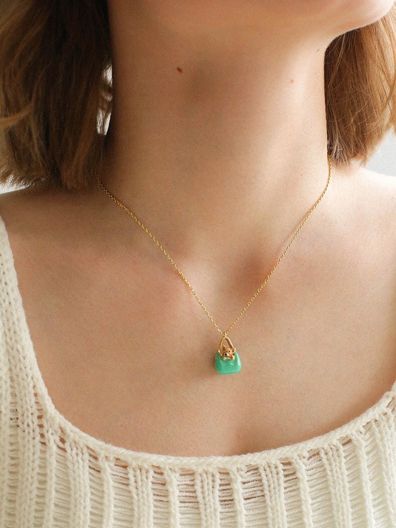 Corgi Enamel Mini Bag Pendant Necklace - floysun
