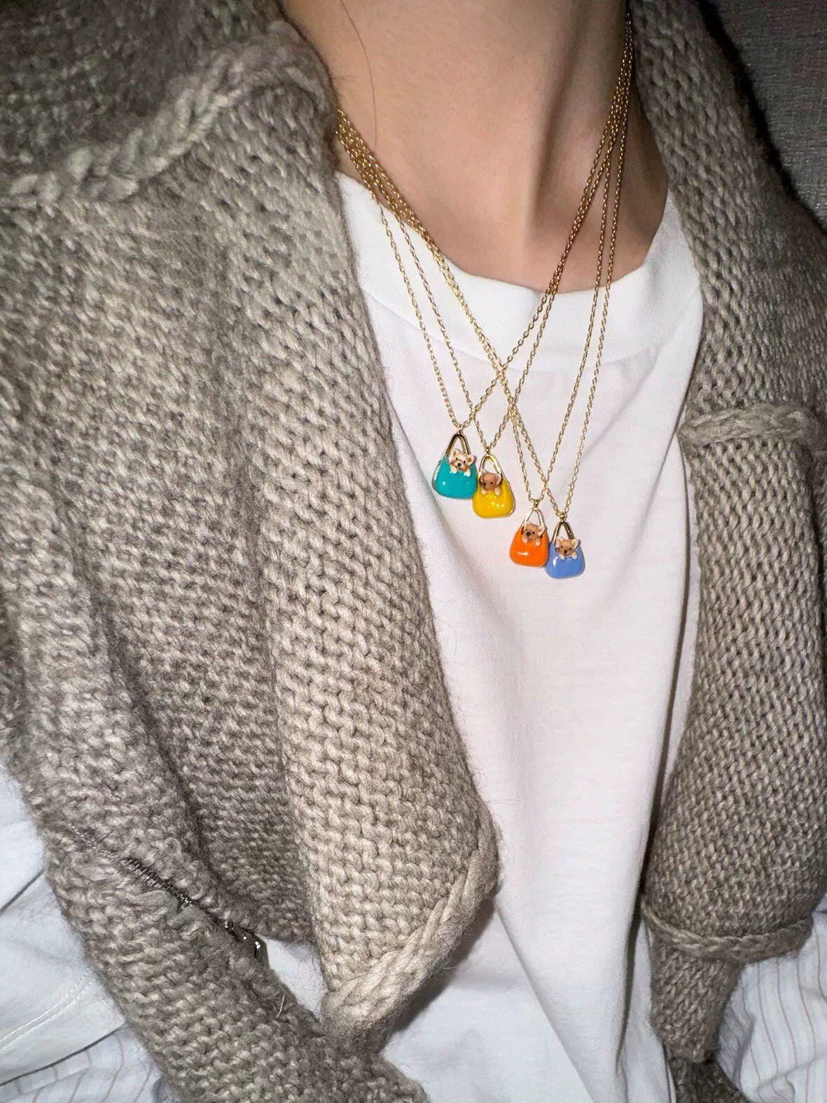 Corgi Enamel Mini Bag Pendant Necklace - floysun