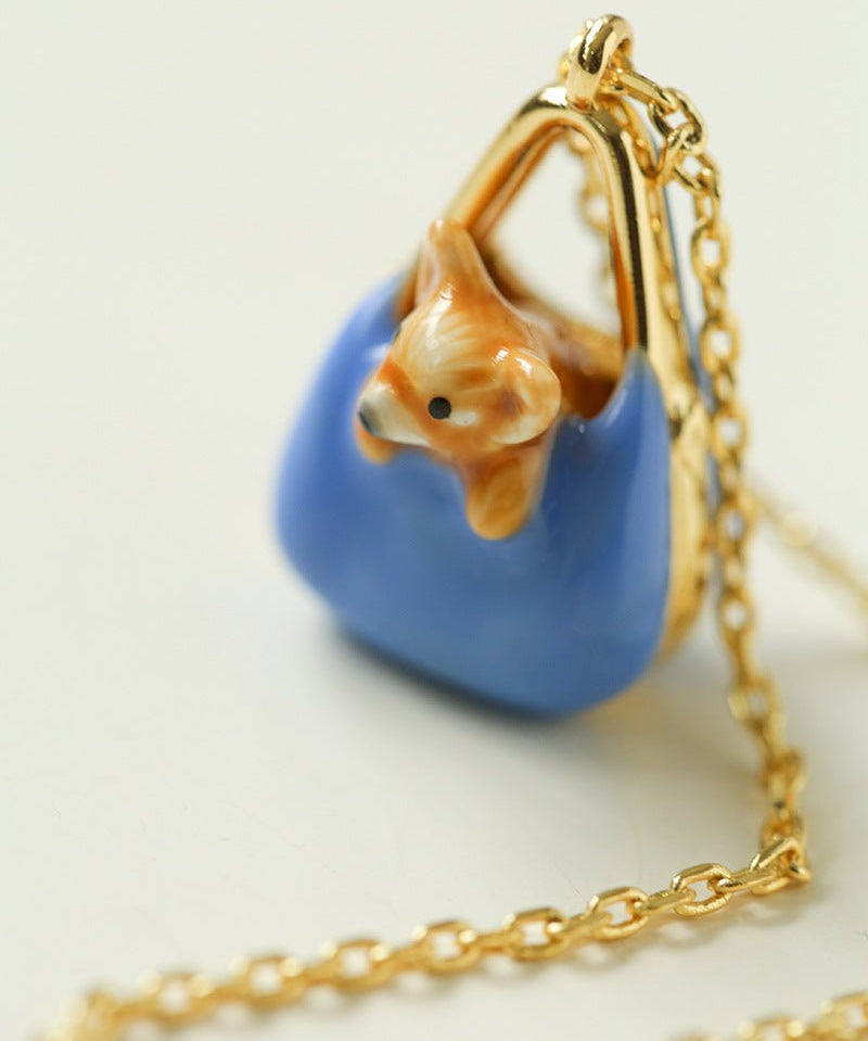 Corgi Enamel Mini Bag Pendant Necklace - floysun
