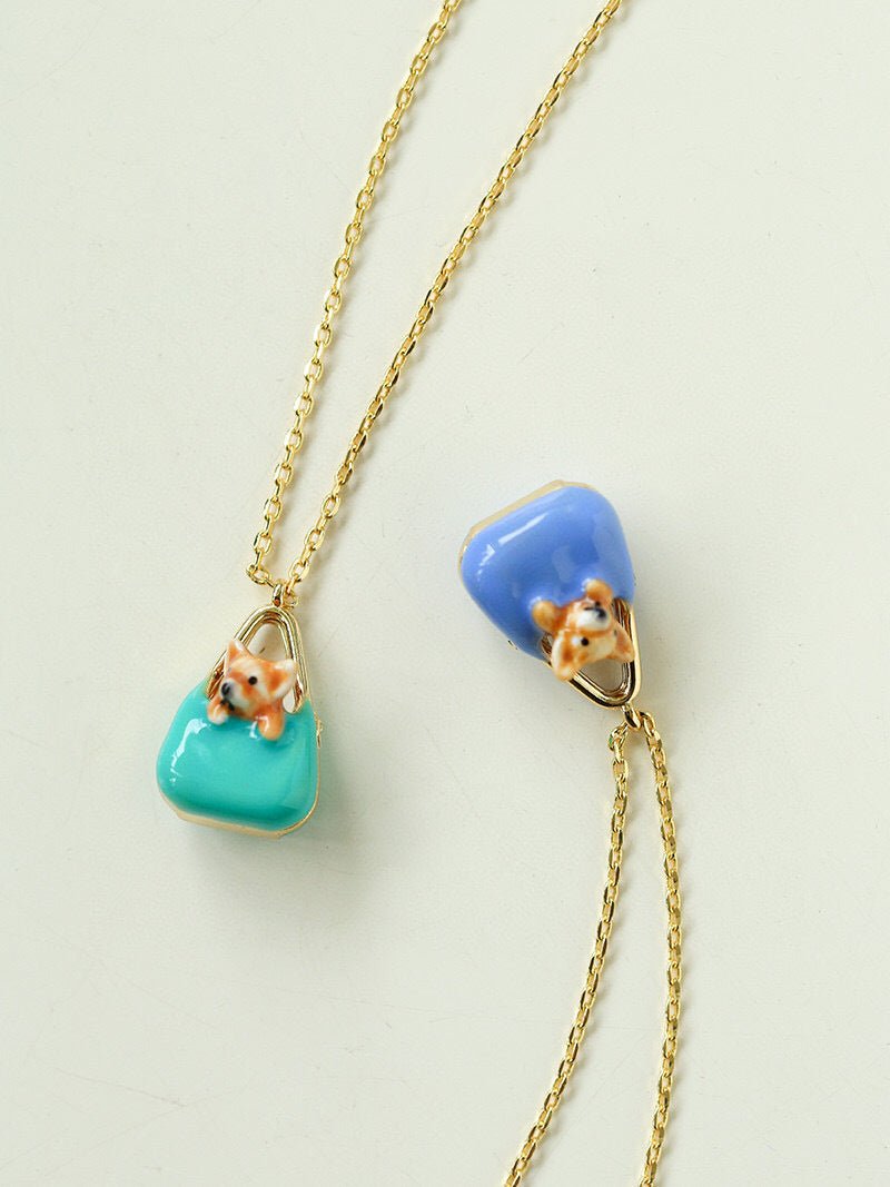 Corgi Enamel Mini Bag Pendant Necklace - floysun