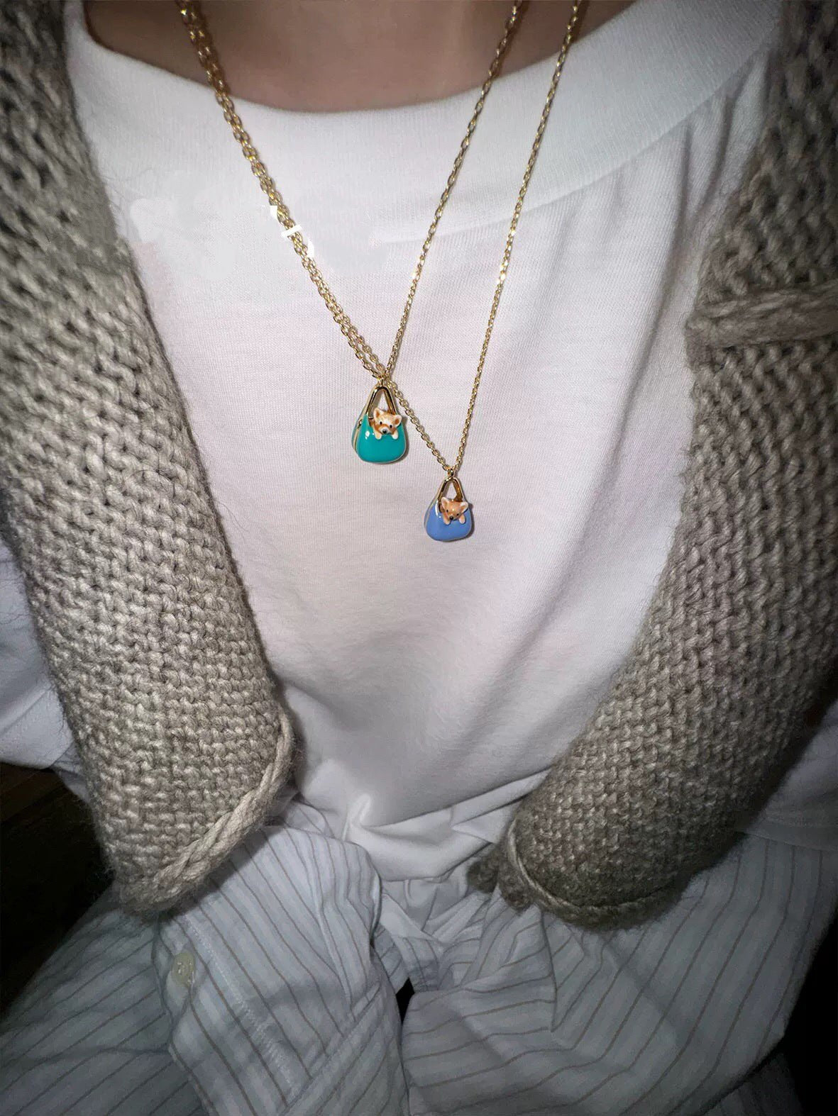 Corgi Enamel Mini Bag Pendant Necklace - floysun