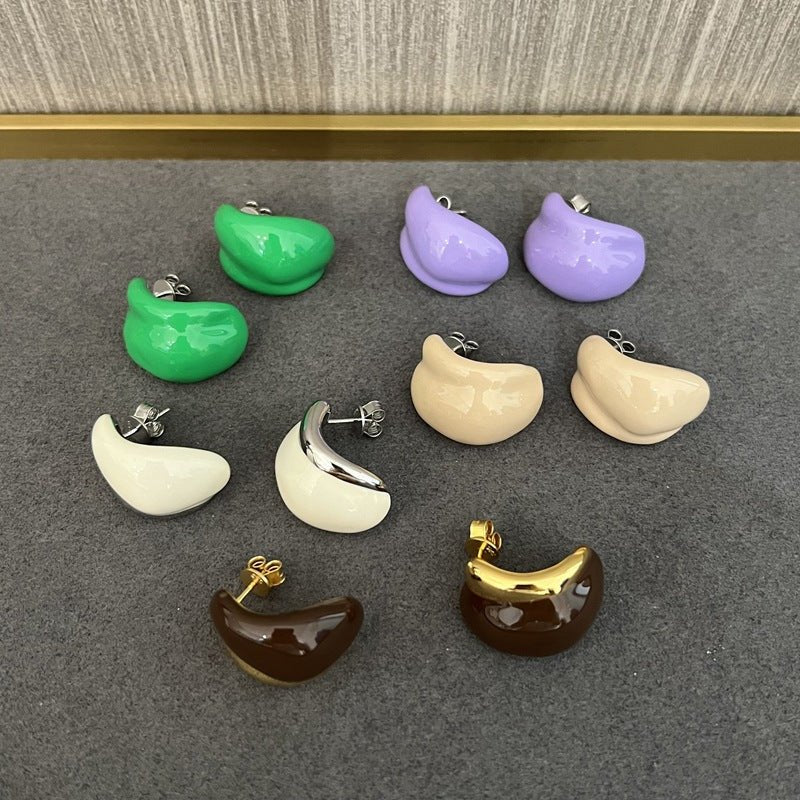 Creamy Enamel Hoop Earrings - floysun