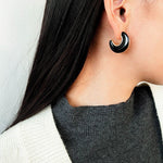 Crescent Moon Semi - Circle Natural Stone Earrings - floysun