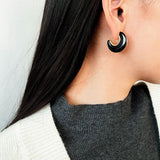 Crescent Moon Semi - Circle Natural Stone Earrings - floysun